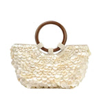 Boho Chic Perlmutt-Tasche mit Holzgriffen
