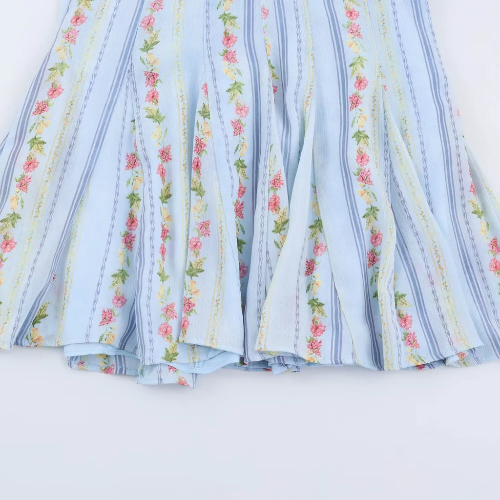 Camille – Vintage Floral Halter Mini Kleid