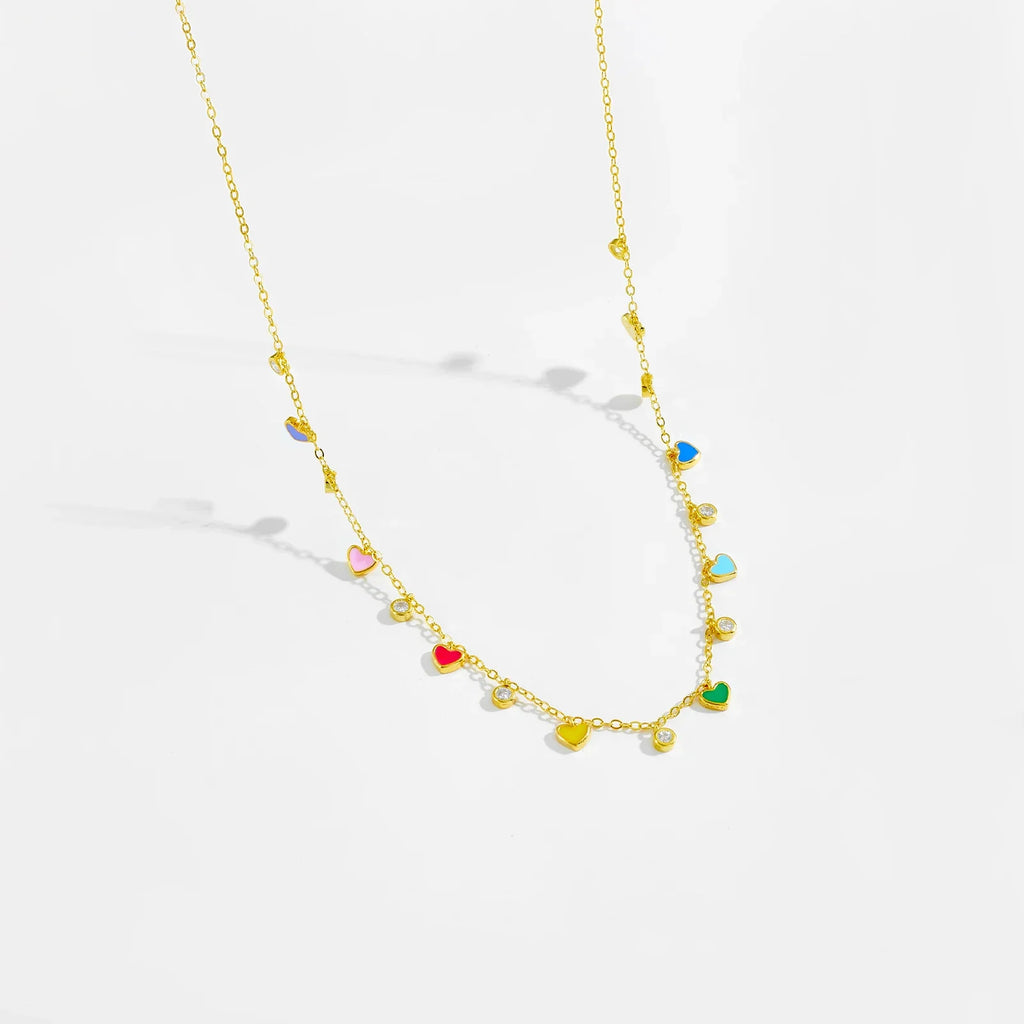 Rainbow Heart Choker Necklace