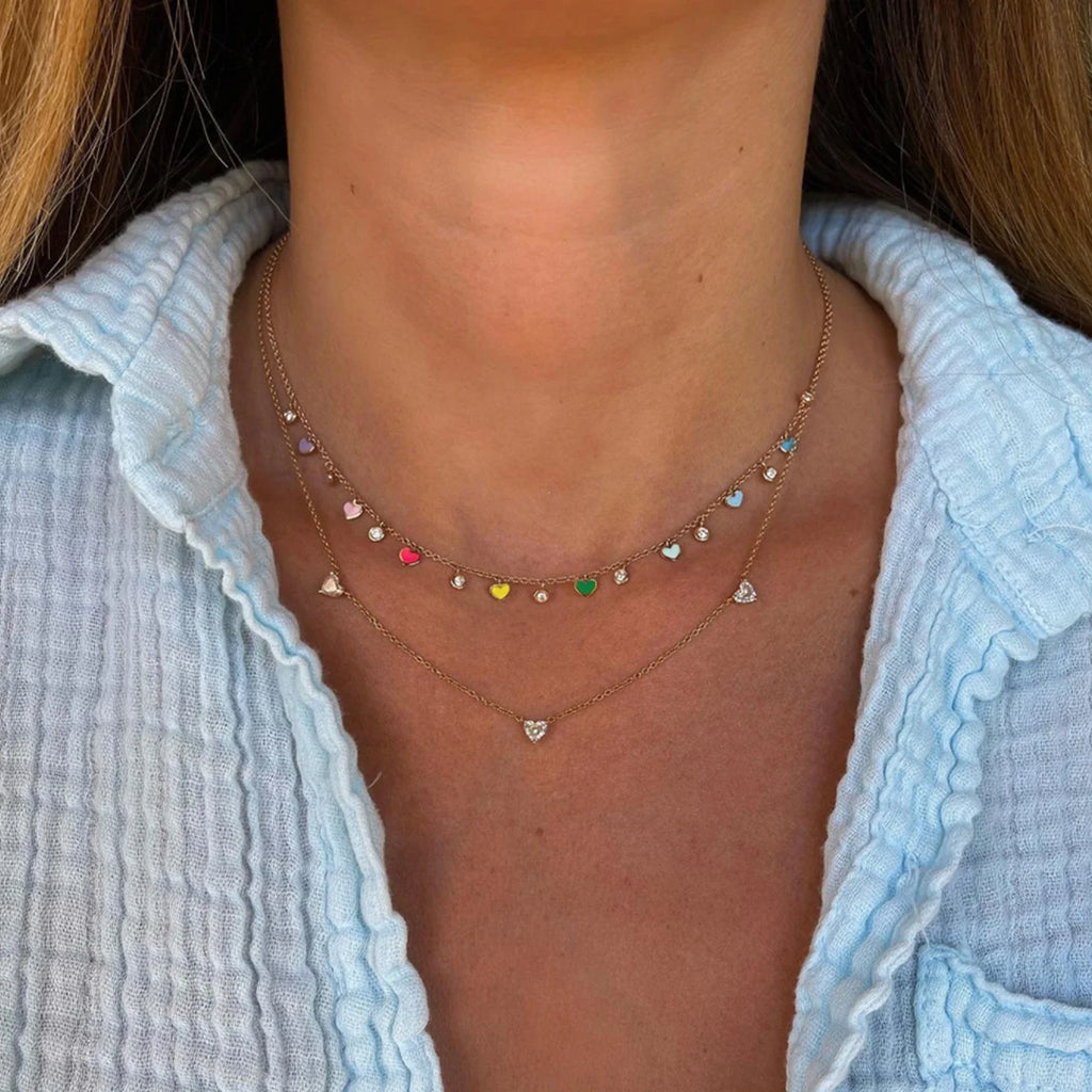 Rainbow Heart Choker Necklace