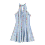 Camille – Vintage Floral Halter Mini Kleid