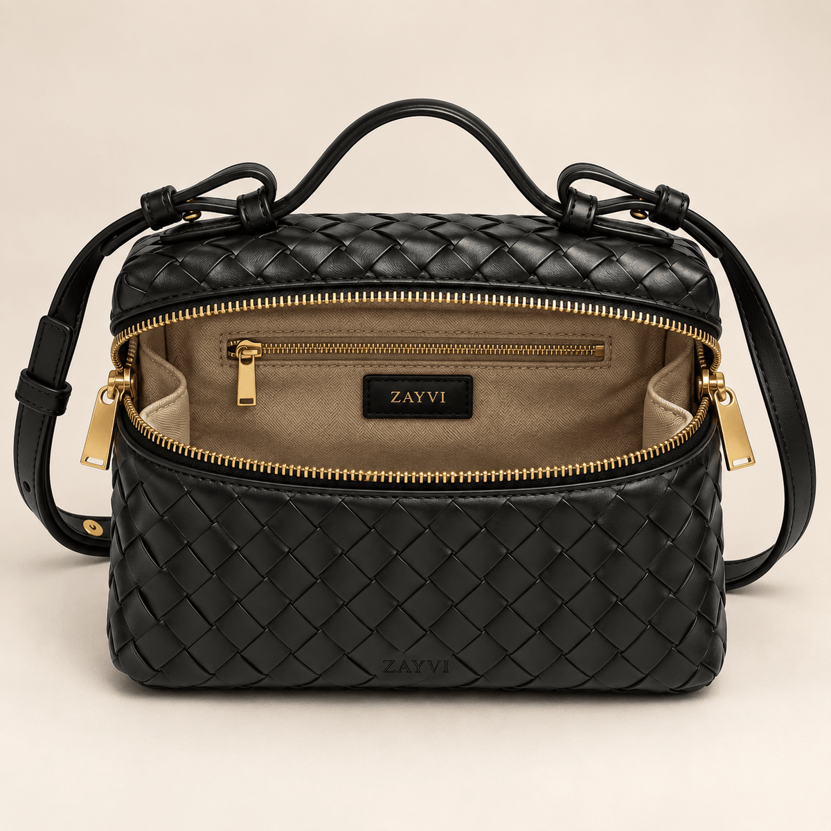 AURELIA – Luxuriöse Ledertasche mit Flechtdesign - ZAYVI