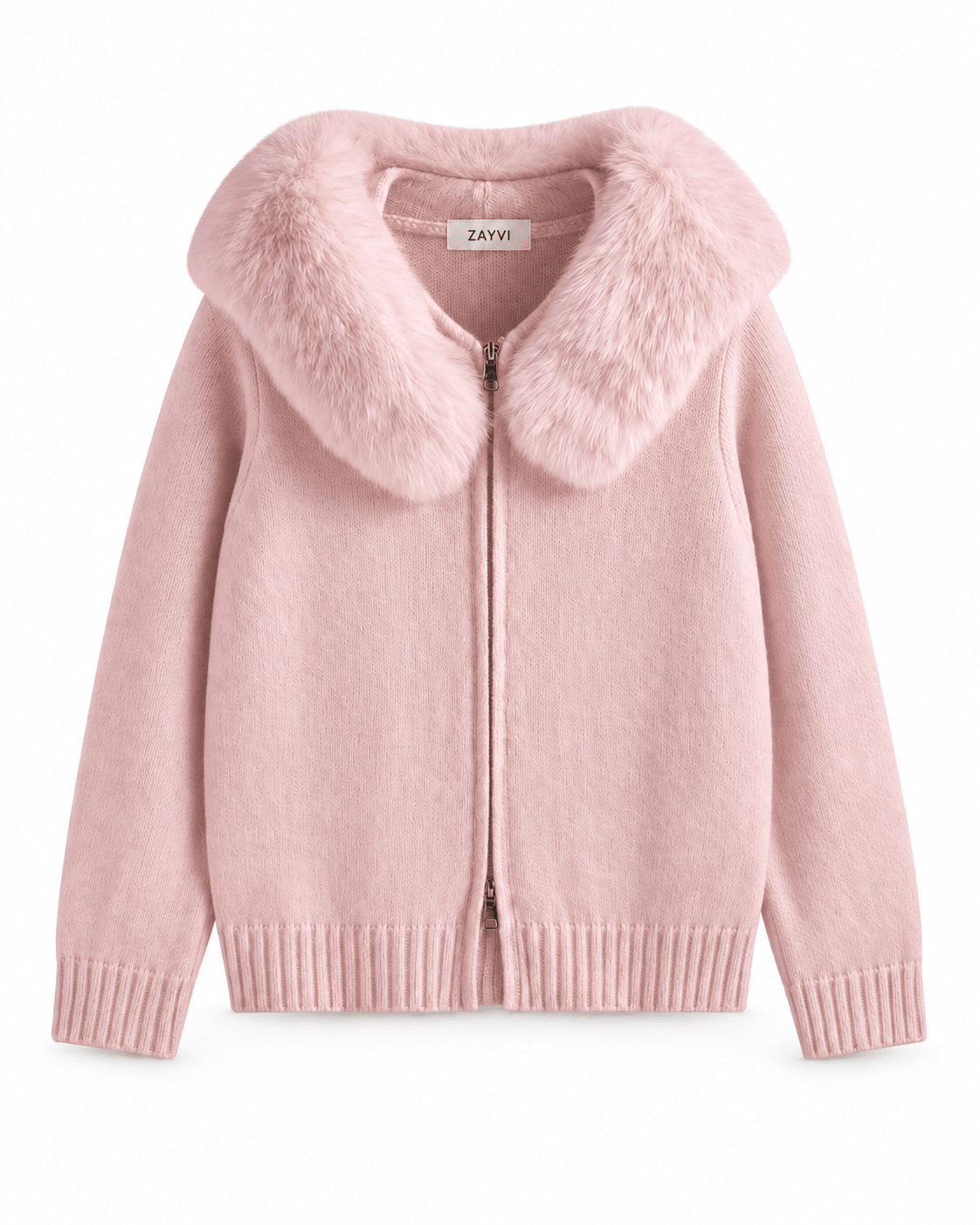 BIANCA – Oversized Strickmantel mit Kapuze & Fell-Kragen - ZAYVI