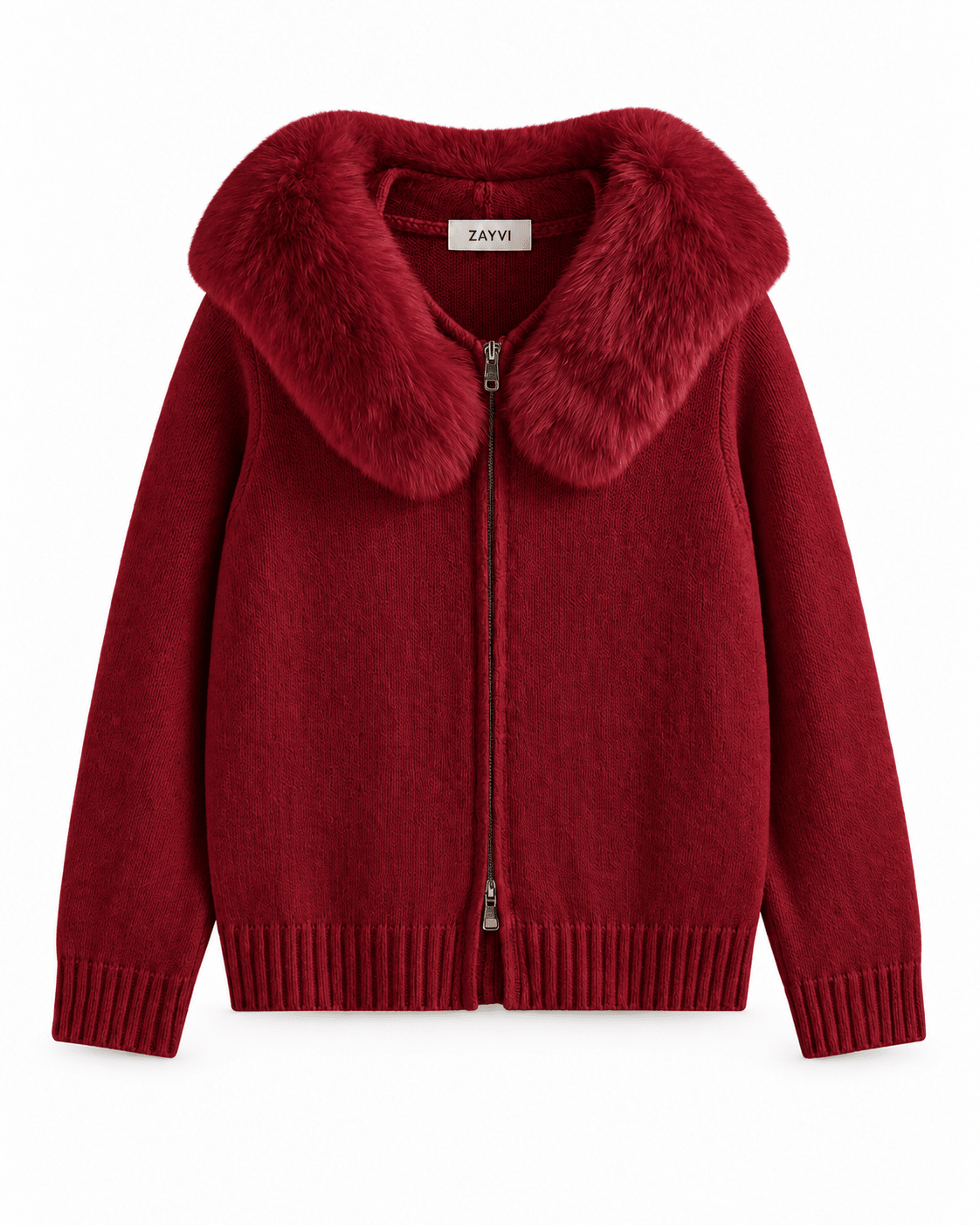 BIANCA – Oversized Strickmantel mit Kapuze & Fell-Kragen - ZAYVI