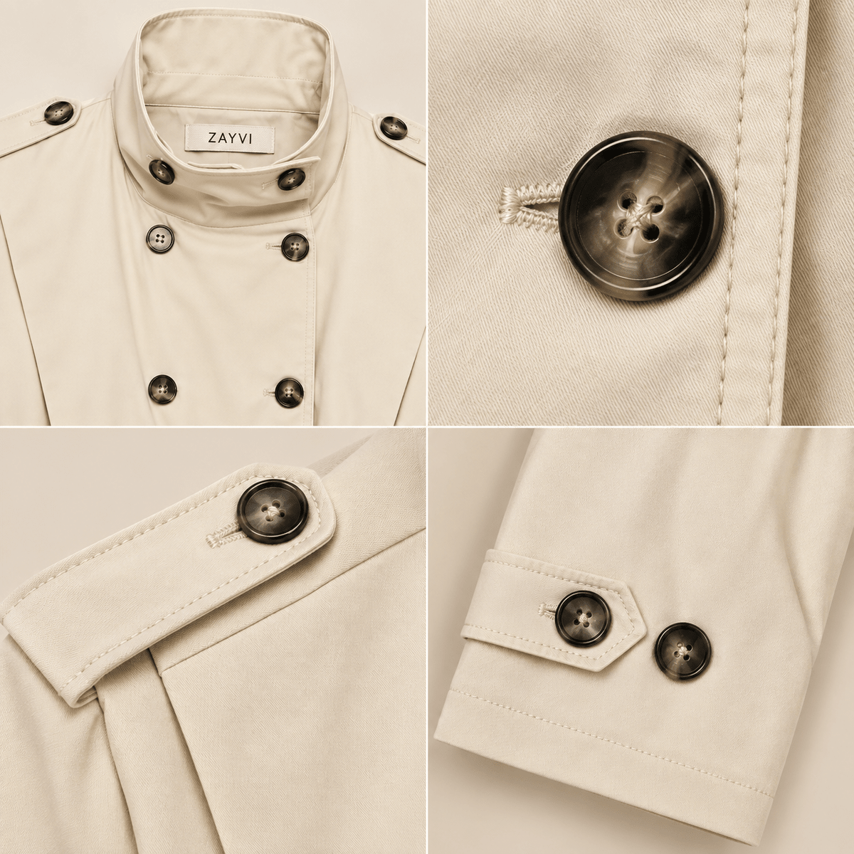 BSAY VINTAGE – Cropped Trenchcoat – Doppelreiher Épaulettes - ZAYVI