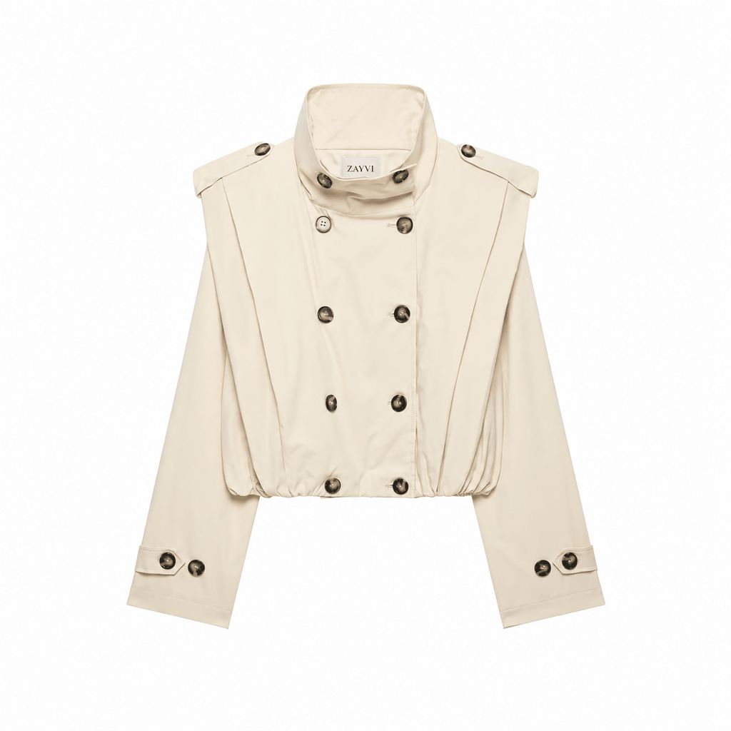 BSAY VINTAGE – Cropped Trenchcoat – Doppelreiher Épaulettes - ZAYVI