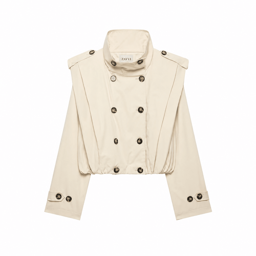 BSAY VINTAGE – Cropped Trenchcoat – Doppelreiher Épaulettes - ZAYVI