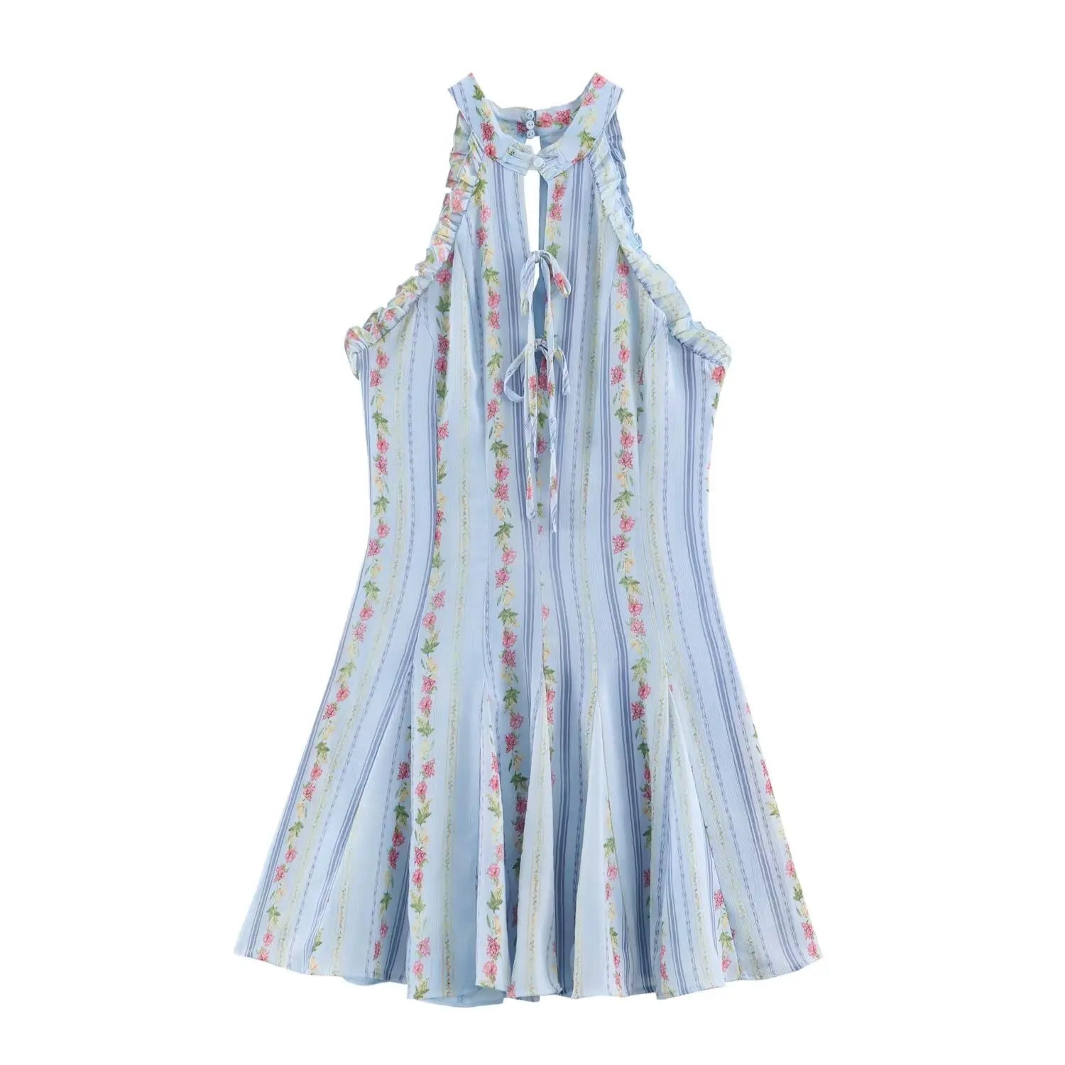 Camille – Vintage Floral Halter Mini Kleid - ZAYVI