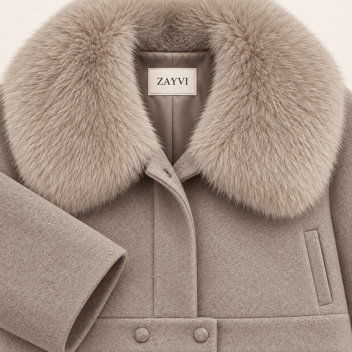 CELESTE – Kurze Wolljacke mit Fellkragen - ZAYVI