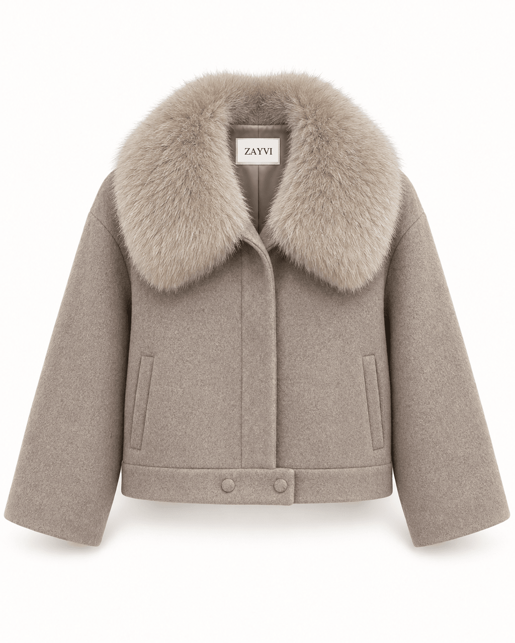 CELESTE – Kurze Wolljacke mit Fellkragen - ZAYVI