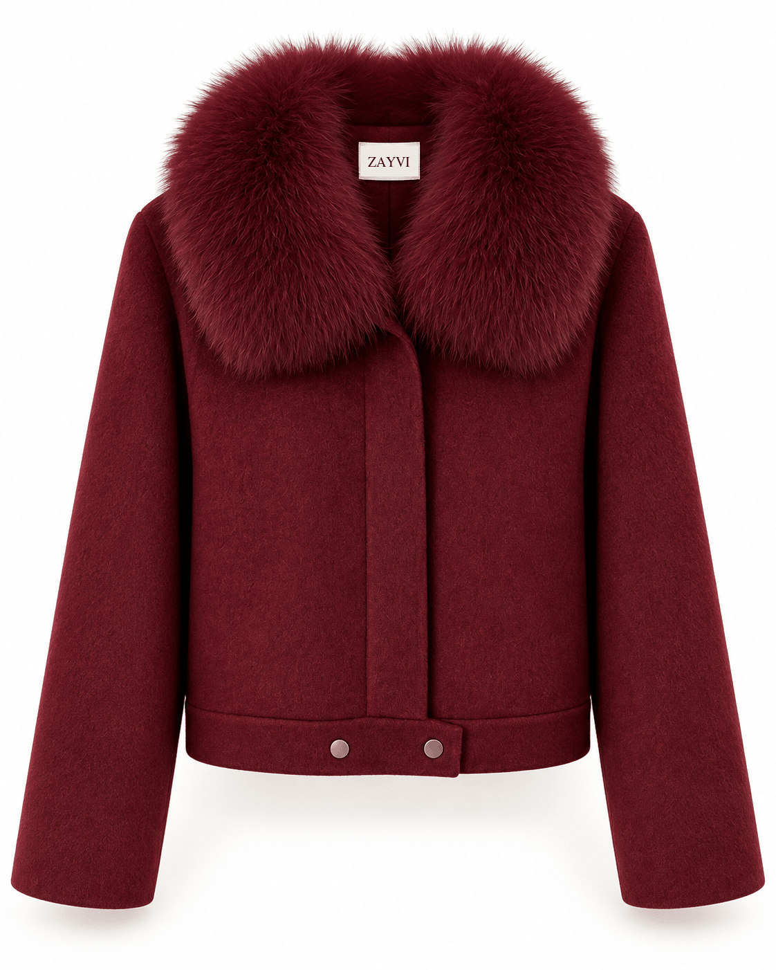 CELESTE – Kurze Wolljacke mit Fellkragen - ZAYVI