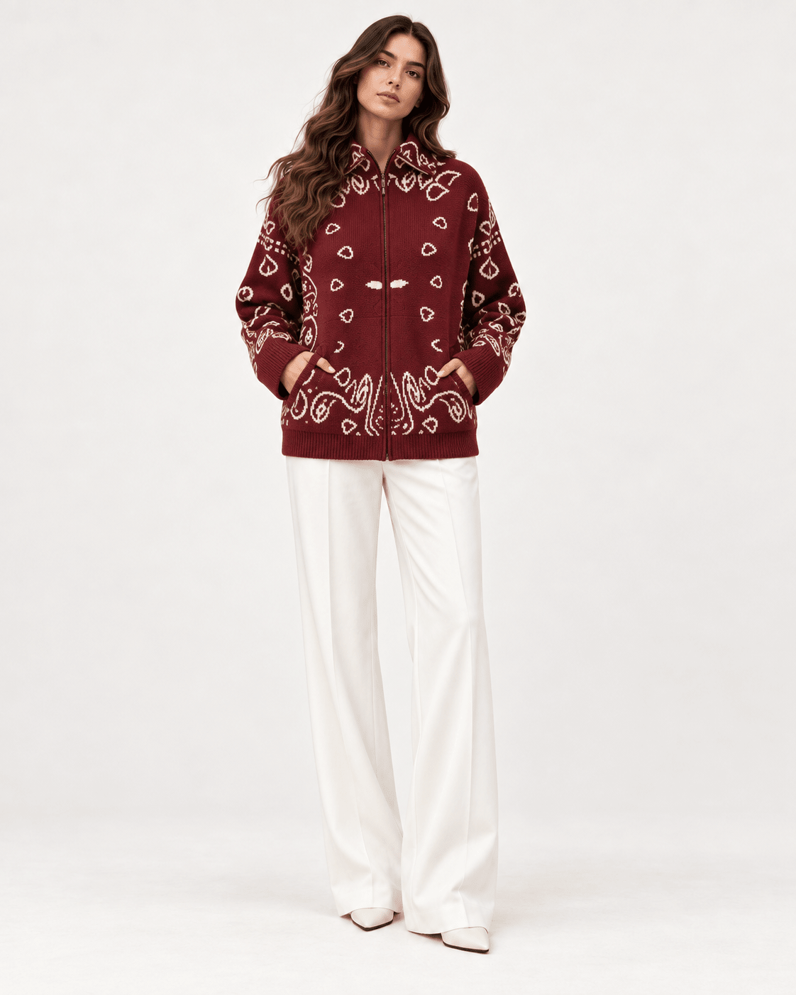COLETTE – Jacquard-Strickcardigan mit Stehkragen - ZAYVI