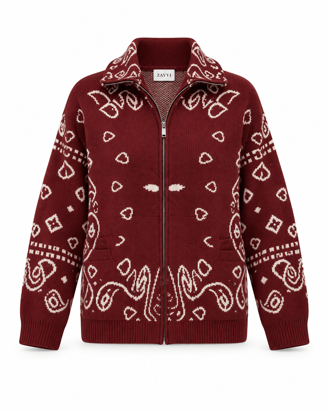 COLETTE – Jacquard-Strickcardigan mit Stehkragen - ZAYVI