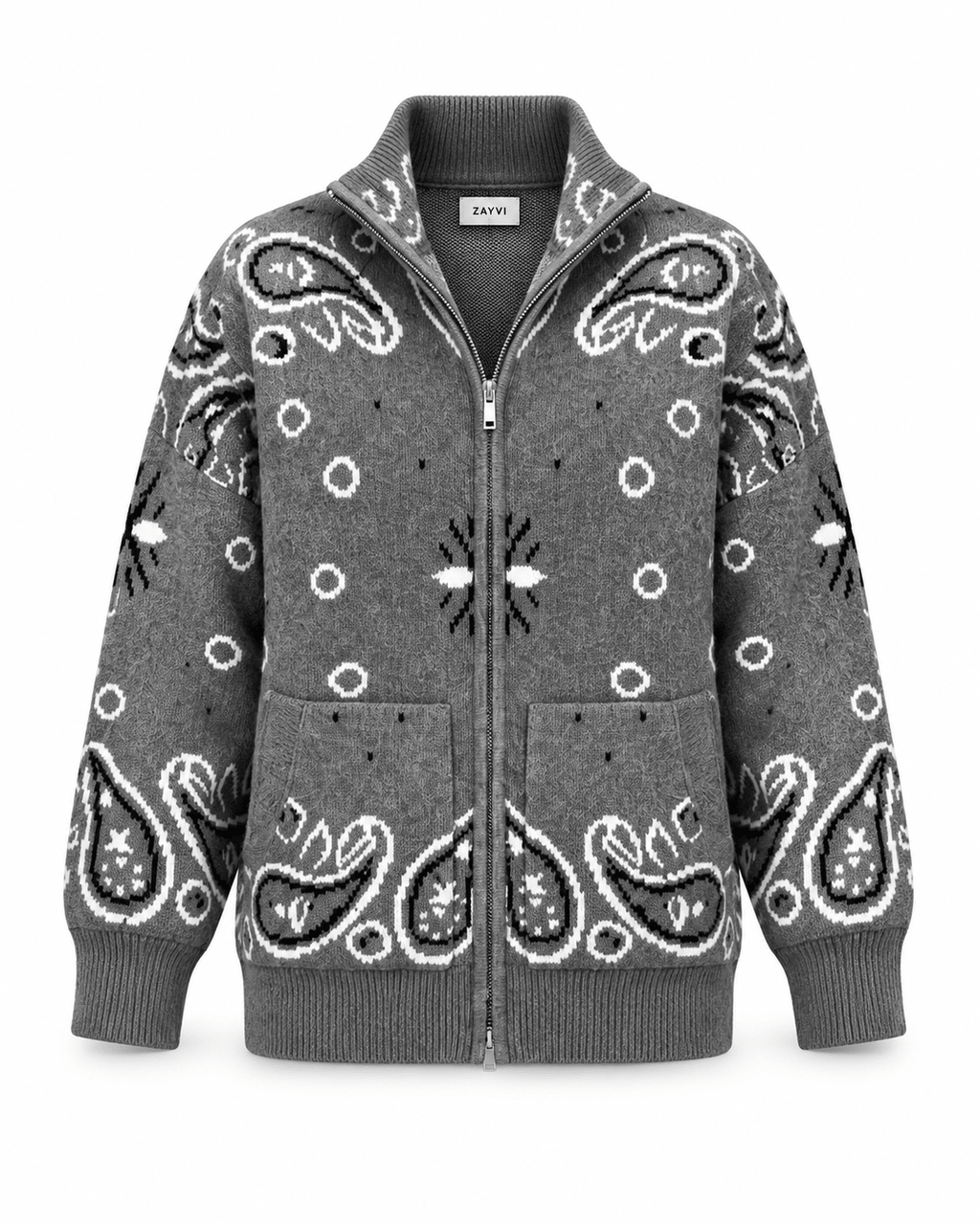 COLETTE – Jacquard-Strickcardigan mit Stehkragen - ZAYVI