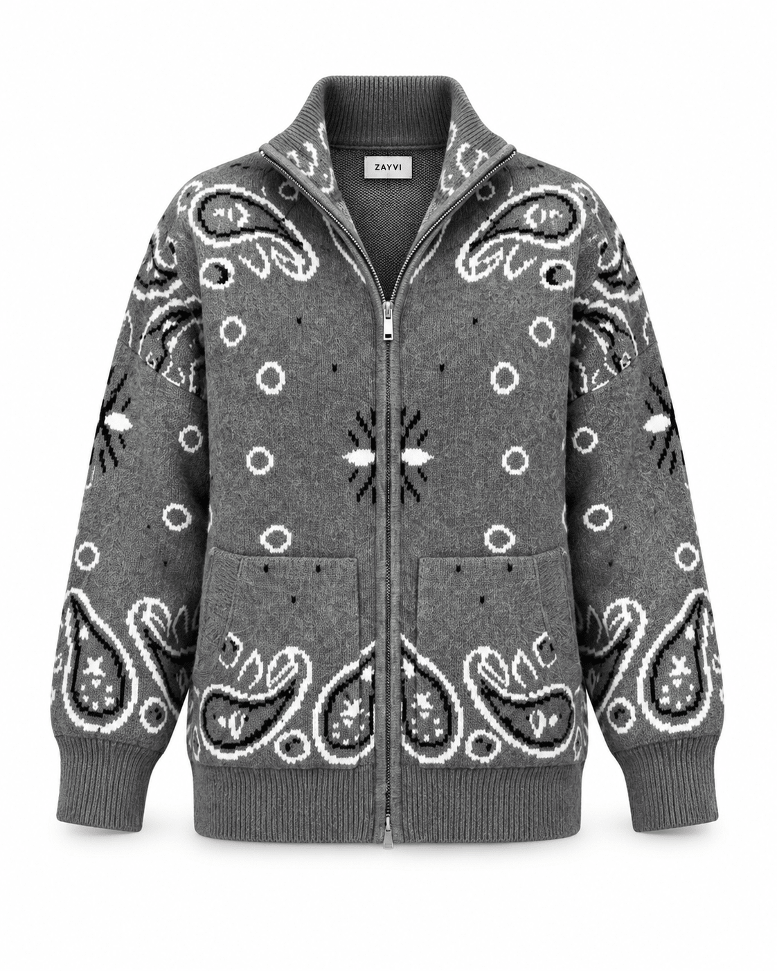 COLETTE – Jacquard-Strickcardigan mit Stehkragen - ZAYVI