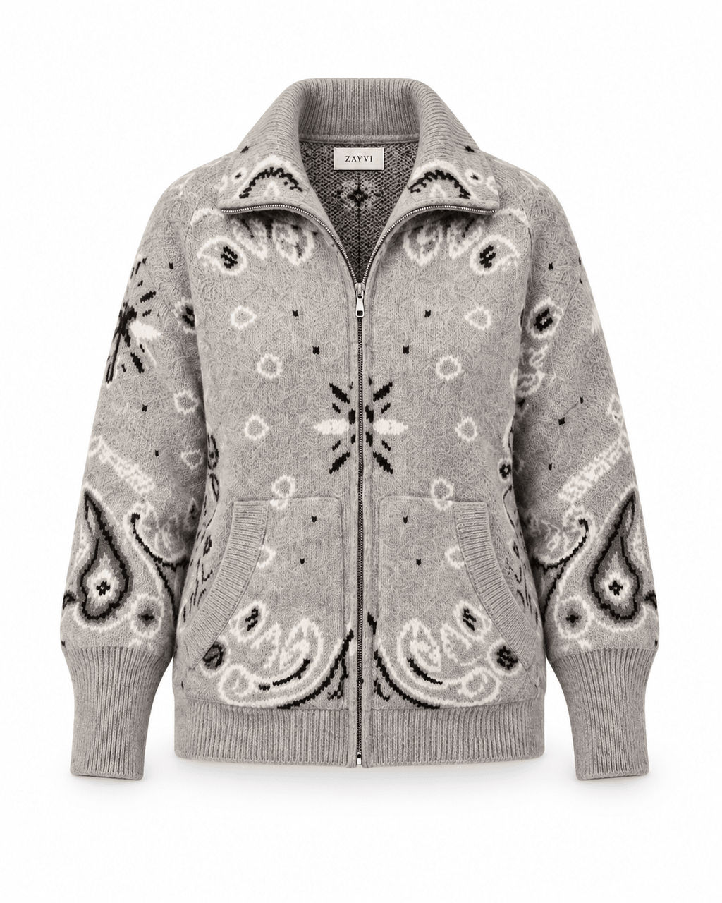 COLETTE – Jacquard-Strickcardigan mit Stehkragen - ZAYVI