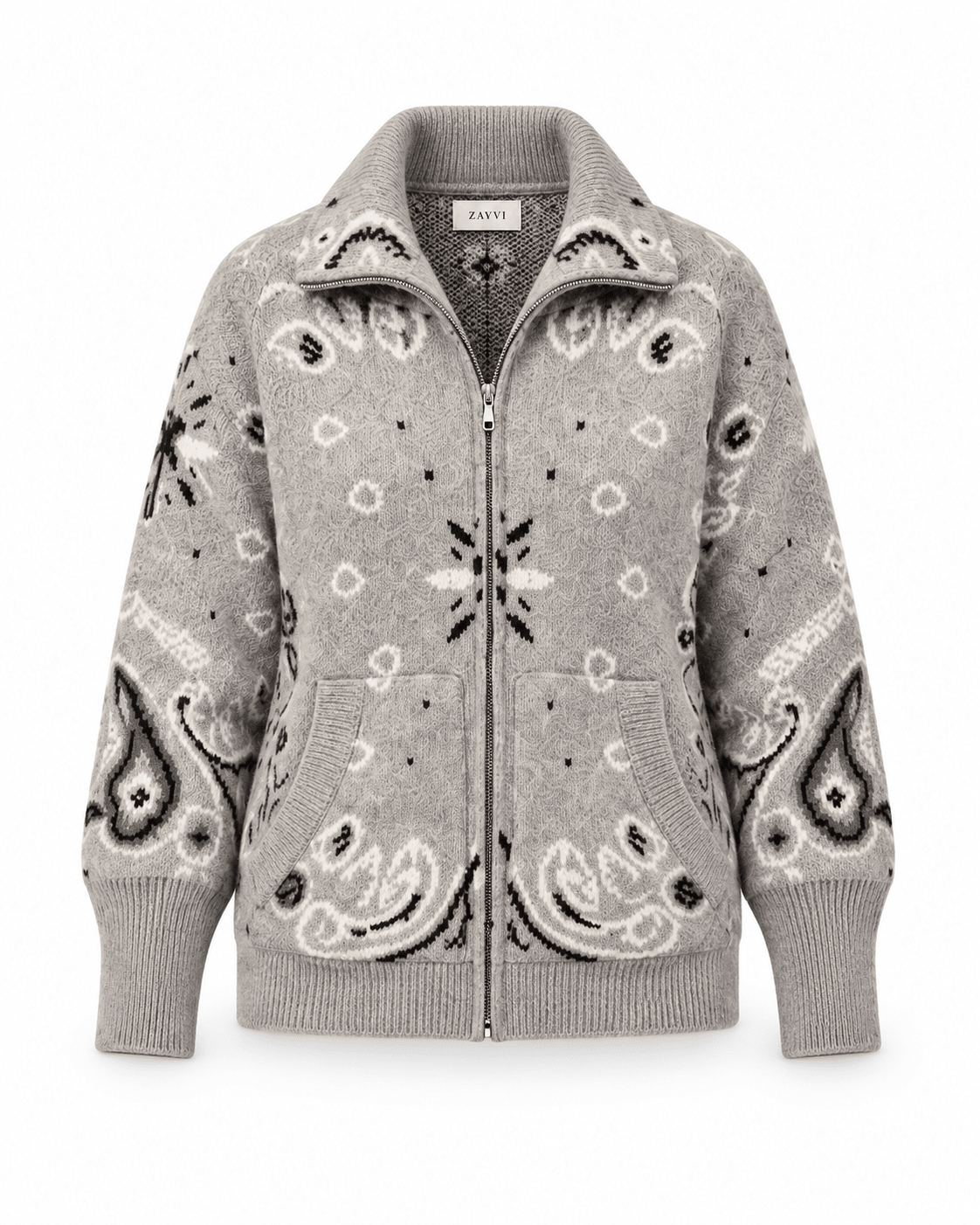 COLETTE – Jacquard-Strickcardigan mit Stehkragen - ZAYVI