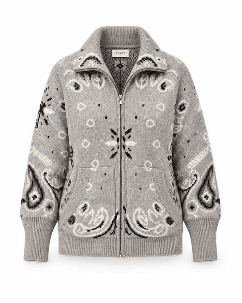 COLETTE – Jacquard-Strickcardigan mit Stehkragen - ZAYVI