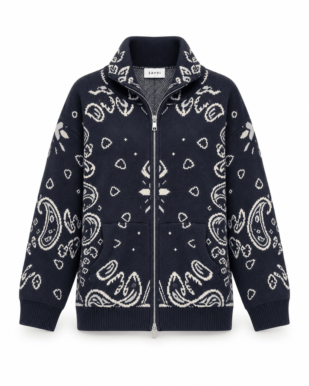 COLETTE – Jacquard-Strickcardigan mit Stehkragen - ZAYVI