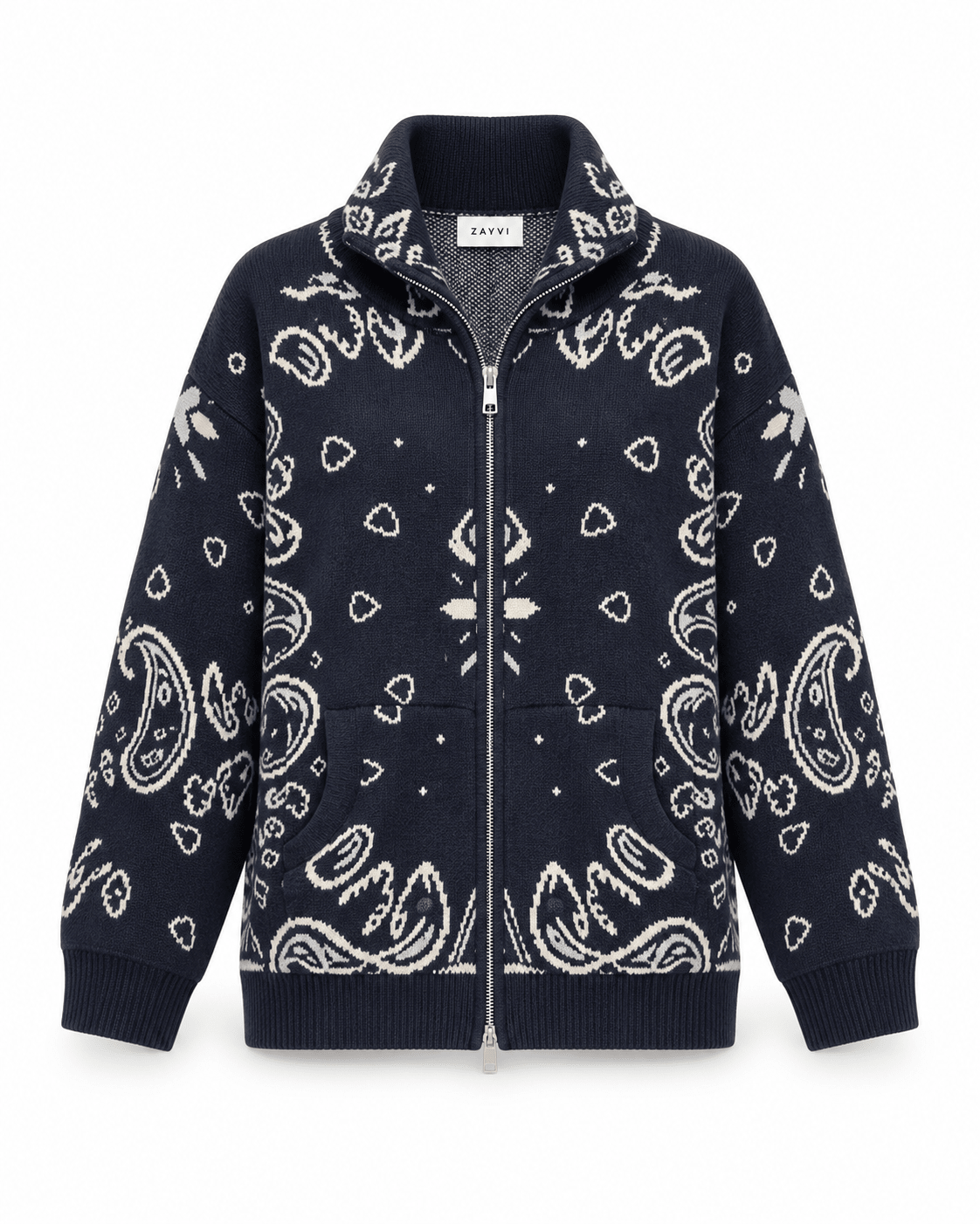 COLETTE – Jacquard-Strickcardigan mit Stehkragen - ZAYVI