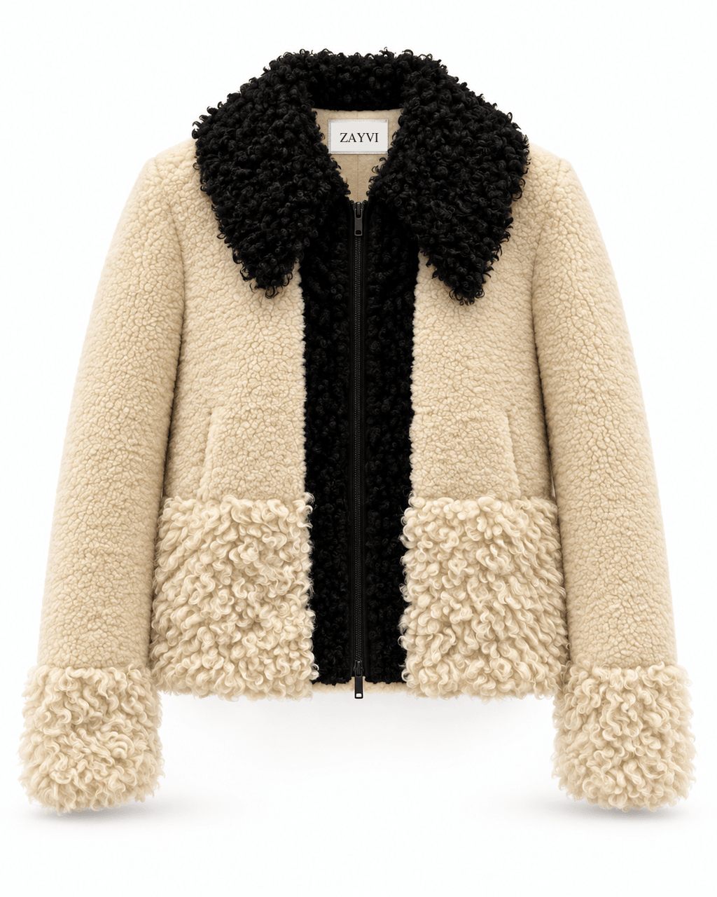 ÉLISE – Jacke mit weichem Kontrastbesatz in Weiß - ZAYVI