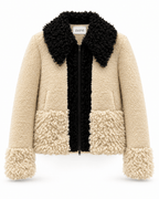 ÉLISE – Jacke mit weichem Kontrastbesatz in Weiß - ZAYVI