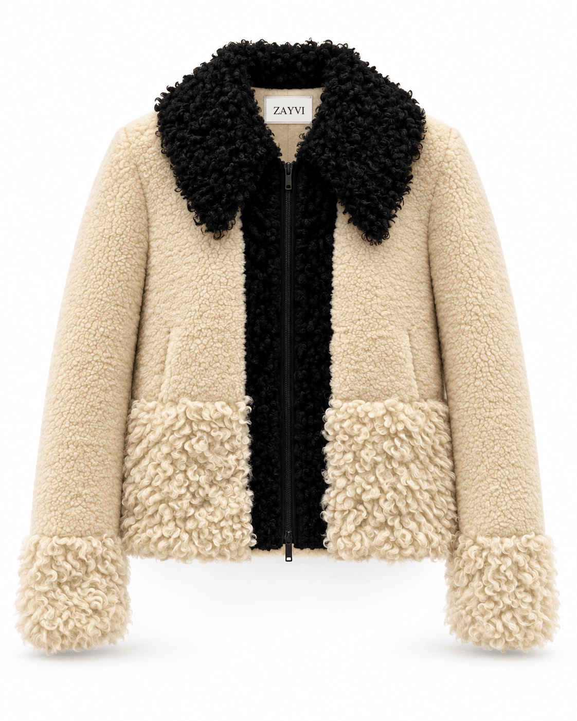 ÉLISE – Jacke mit weichem Kontrastbesatz in Weiß - ZAYVI