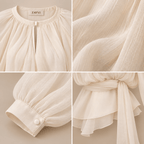 ÉLOÏSE – Plissee-Bluse mit Bindegürtel – Ansicht 3 | ZAYVI