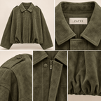 HAILEY – Cropped Bomber Jacke aus Wildleder-Optik - ZAYVI