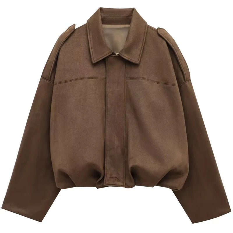 HAILEY – Cropped Bomber Jacke aus Wildleder-Optik - ZAYVI