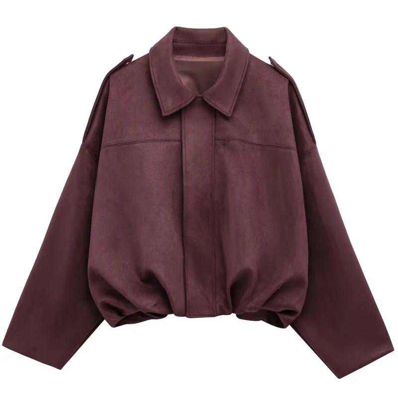 HAILEY – Cropped Bomber Jacke aus Wildleder-Optik - ZAYVI
