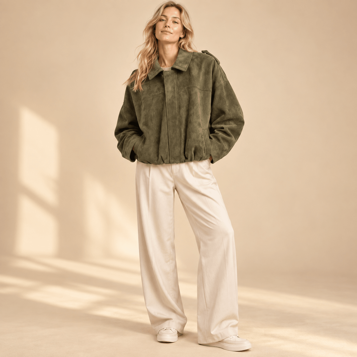 HAILEY – Cropped Bomber Jacke aus Wildleder-Optik - ZAYVI