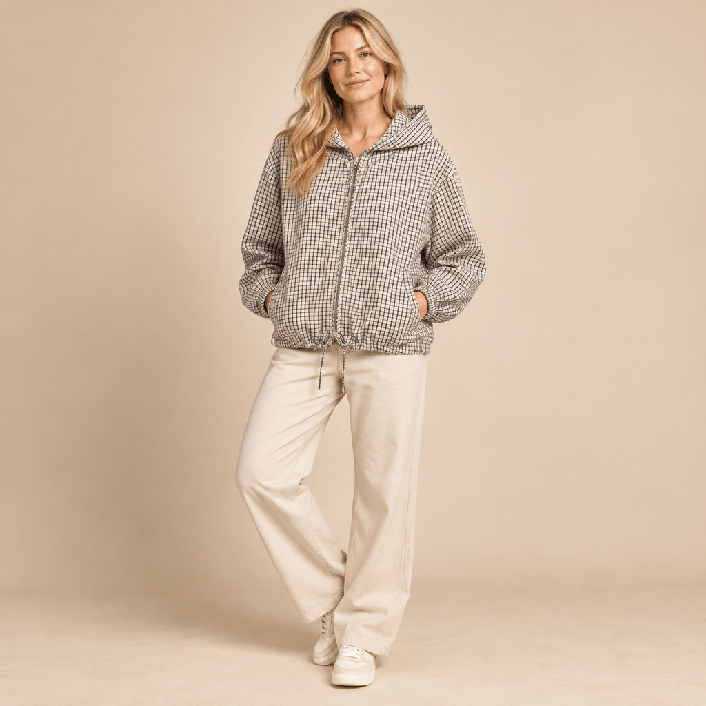 LINA – Cropped Karo-Jacke mit Kapuze - ZAYVI