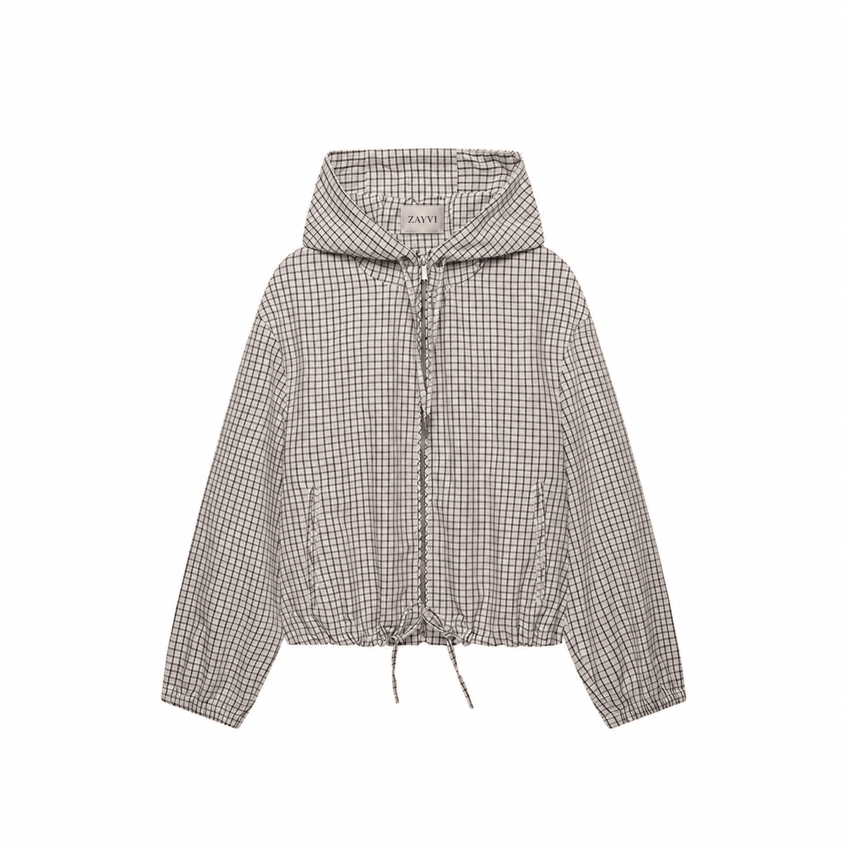 LINA – Cropped Karo-Jacke mit Kapuze - ZAYVI
