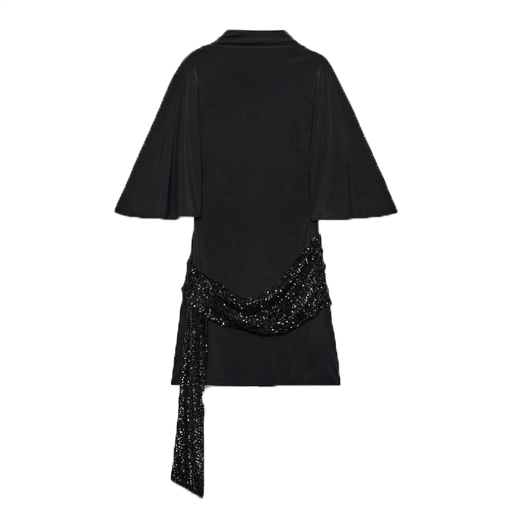 LUMI Paillettenkleid in Schwarz mit weiten Ärmeln – Produktansicht