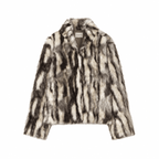 LUNA – Animal Print Kunstpelz-Stehkragenjacke - ZAYVI