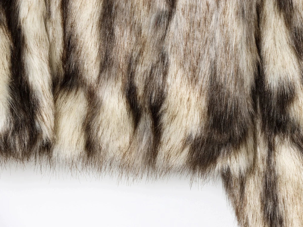 LUNA – Animal Print Kunstpelz-Stehkragenjacke – Ansicht 5 | ZAYVI