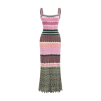 ZigZag Muse Knit Dress – Sunset Vibes, farbenfrohes Zickzack-Muster in Pink und Sunset-Farben für fröhliche Sommerlooks.