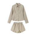Plaid Women's Shorts Sets Casual Lapel Single Breasted Shirts Tops Bubble Short Pants Outfit Female 2026 Spring Woman Streetwear - ZAYVI