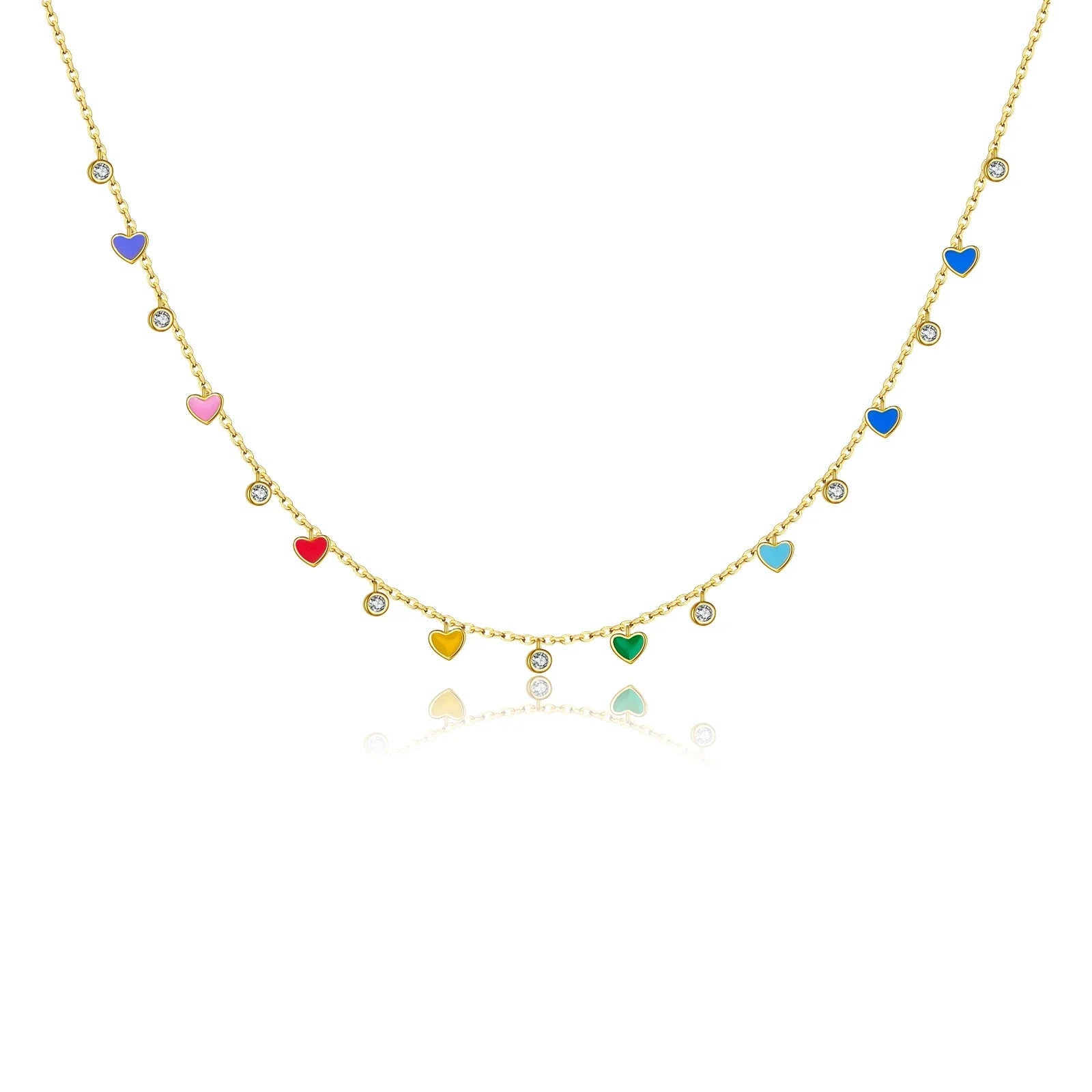 Rainbow Heart Choker Necklace - ZAYVI