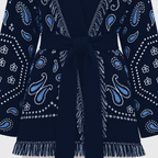 SIENNA – Dunkelblaue Wolljacke mit Bindegürtel - ZAYVI