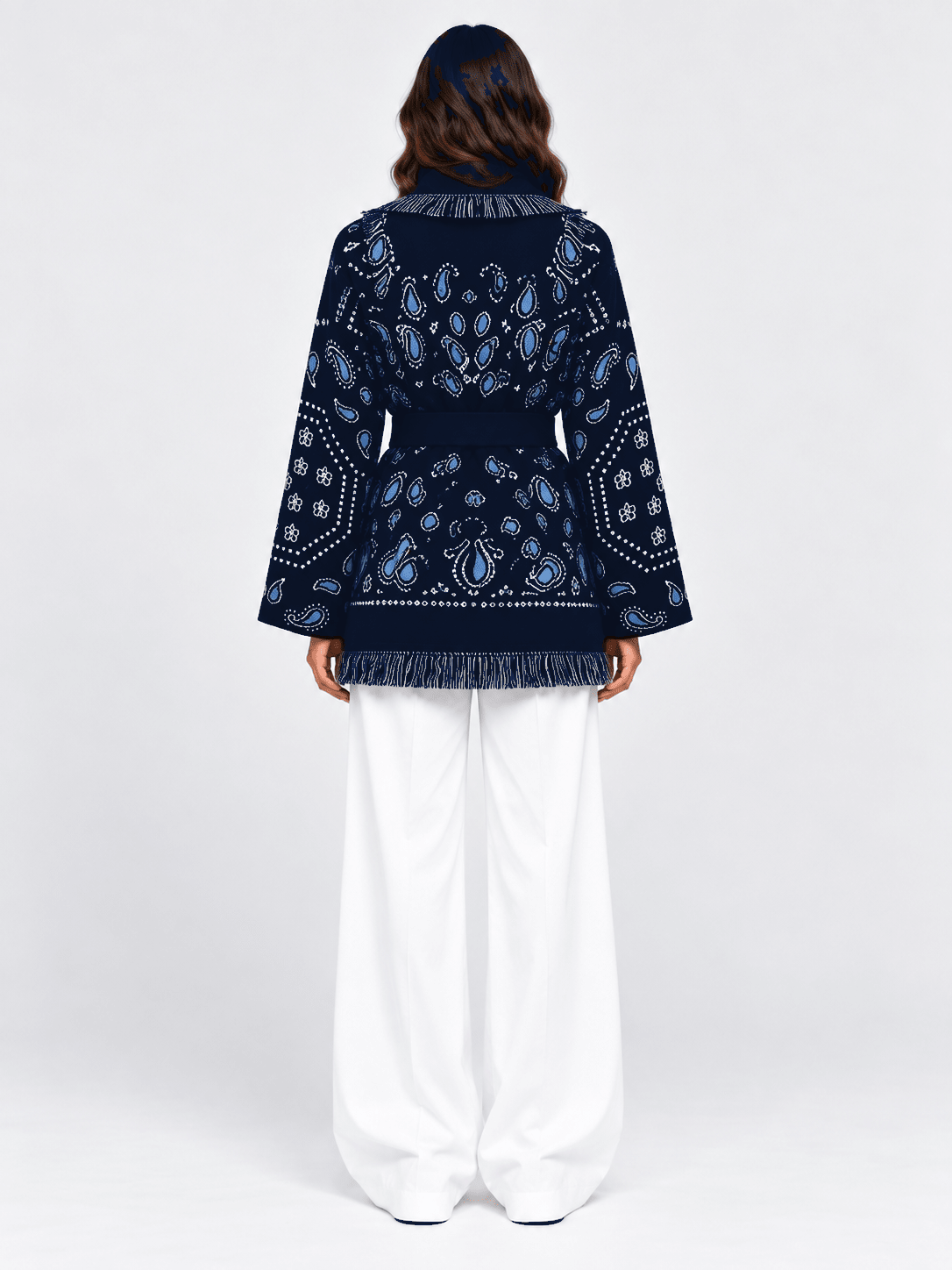 SIENNA – Dunkelblaue Wolljacke mit Bindegürtel - ZAYVI