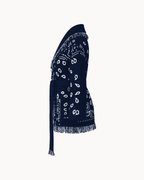 SIENNA – Dunkelblaue Wolljacke mit Bindegürtel - ZAYVI