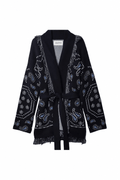 SIENNA – Dunkelblaue Wolljacke mit Bindegürtel - ZAYVI
