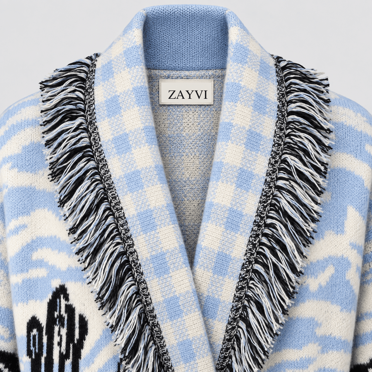 SIENNA – Hellblaue Wolljacke mit Bindegürtel - ZAYVI