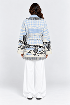 SIENNA – Hellblaue Wolljacke mit Bindegürtel - ZAYVI