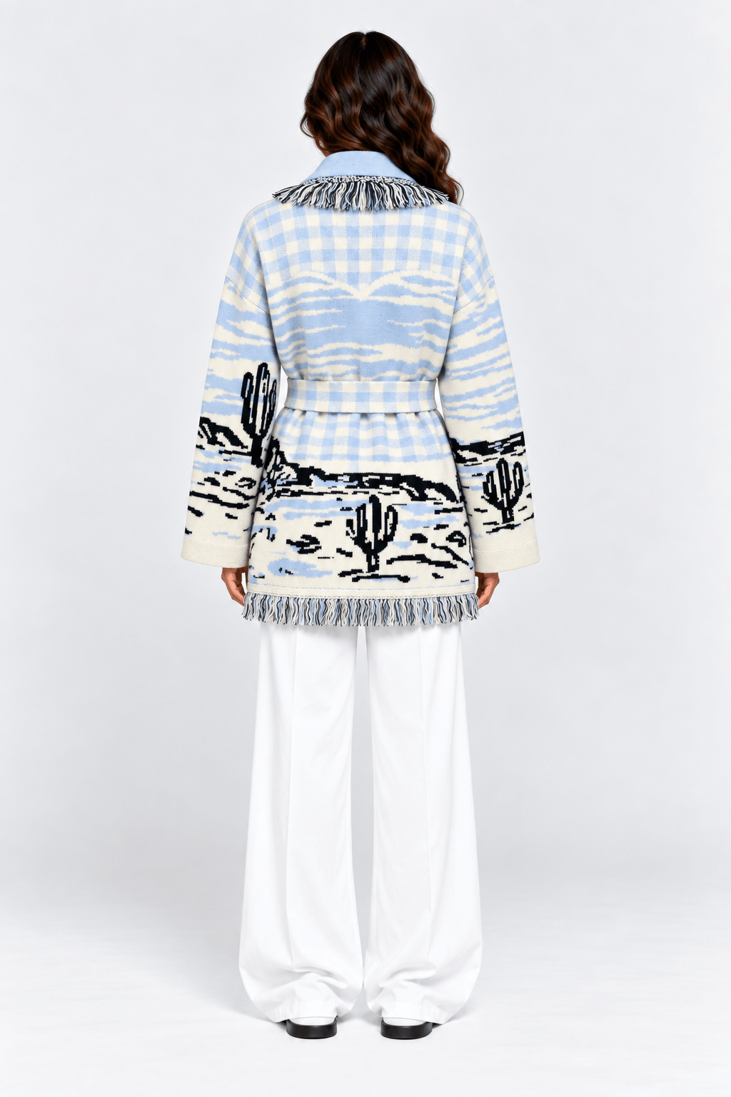 SIENNA – Hellblaue Wolljacke mit Bindegürtel - ZAYVI