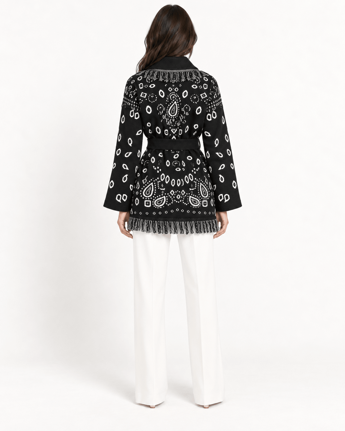 SIENNA – Schwarze Wolljacke mit Bindegürtel - ZAYVI