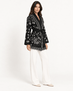 SIENNA – Schwarze Wolljacke mit Bindegürtel - ZAYVI