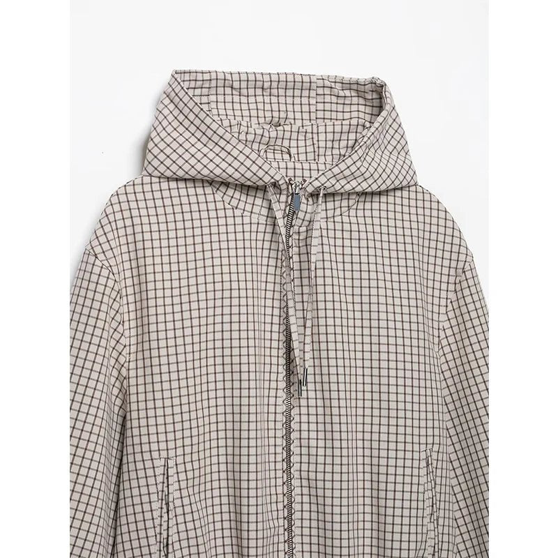 YENKYE – Cropped Karo-Jacke mit Kapuze - JELLY FIRKING BAG